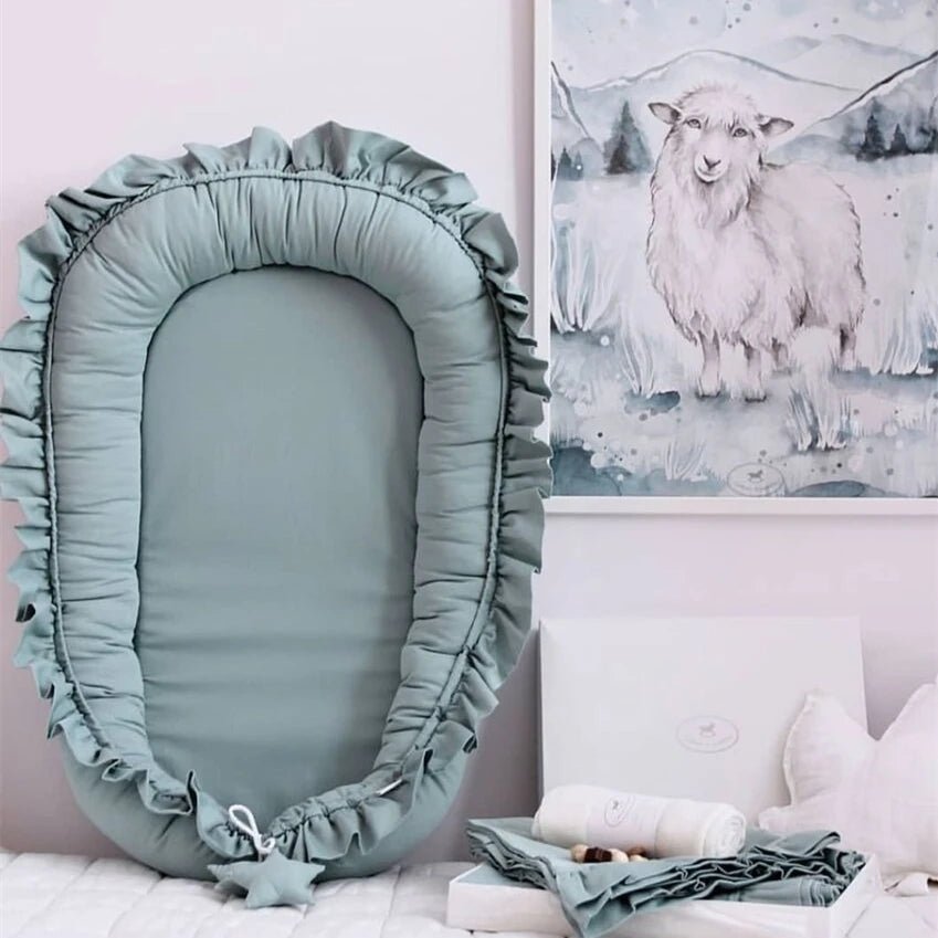 Berceau bébé bleu coton bio ajustable