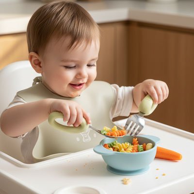 Couvert bébé vert