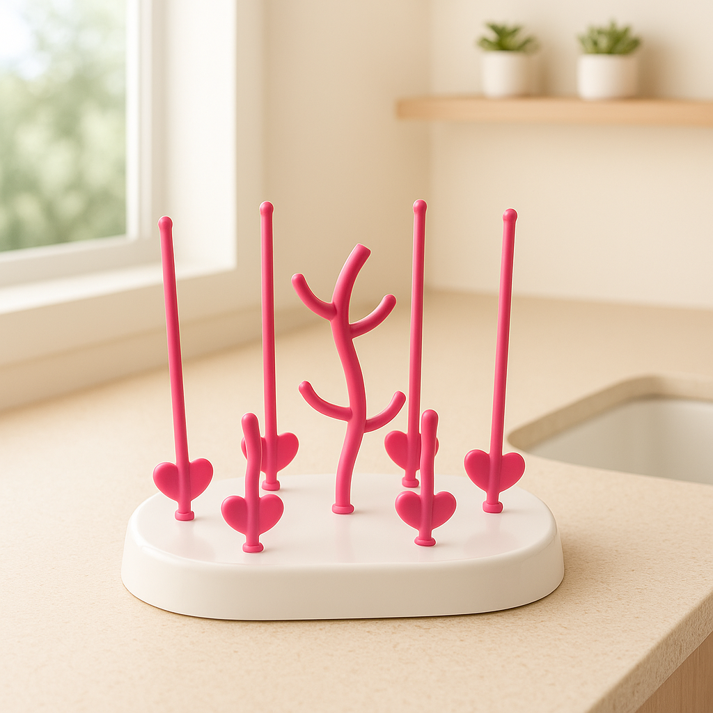 Égouttoir rose biberon