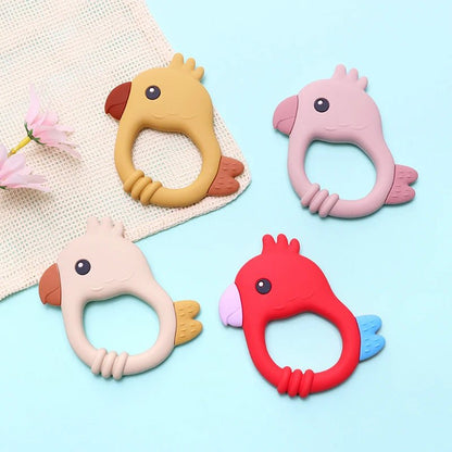 2015 New Design Colorful Parrot Teether - Food - Grade Silicone Baby Teething Toy (BPA - Free) baby teether - Kiabebe