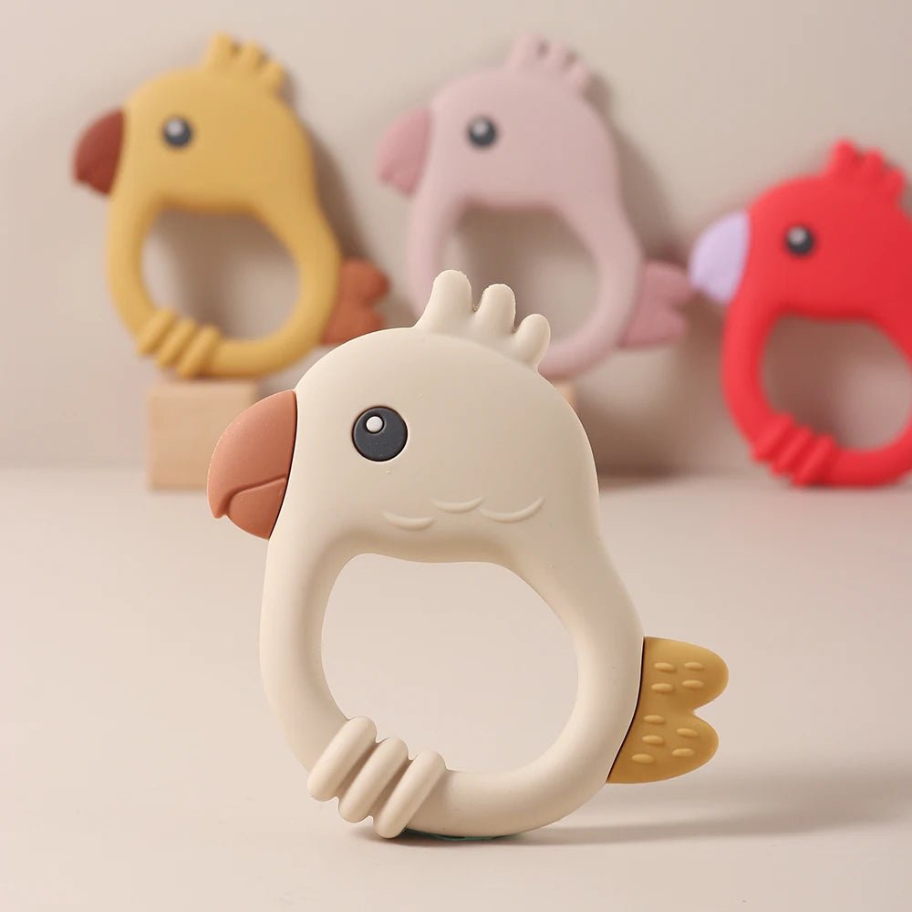 2015 New Design Colorful Parrot Teether - Food - Grade Silicone Baby Teething Toy (BPA - Free) baby teether - Kiabebe
