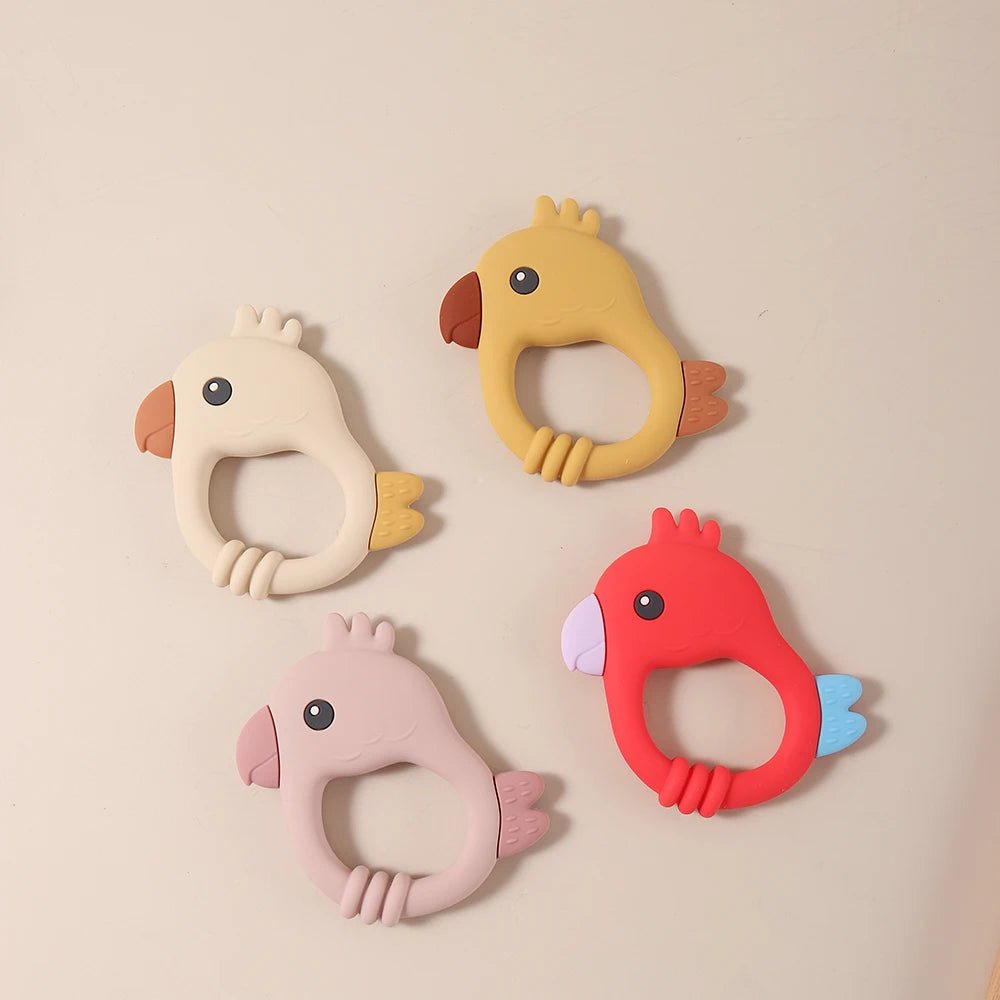 2015 New Design Colorful Parrot Teether - Food - Grade Silicone Baby Teething Toy (BPA - Free) baby teether - Kiabebe