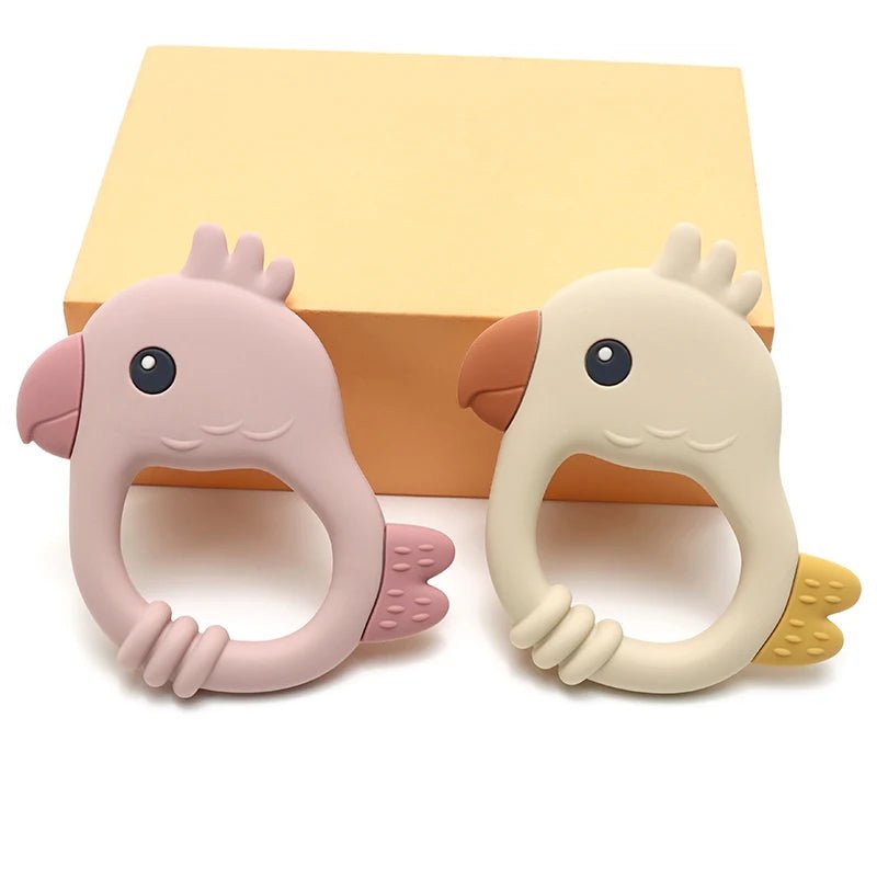 2015 New Design Colorful Parrot Teether - Food - Grade Silicone Baby Teething Toy (BPA - Free) baby teether - Kiabebe