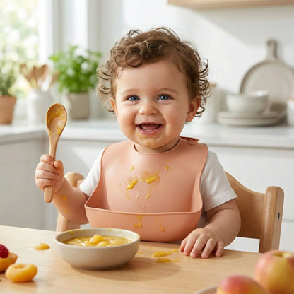 Bavoir en silicone pour bebe avec récupérateur