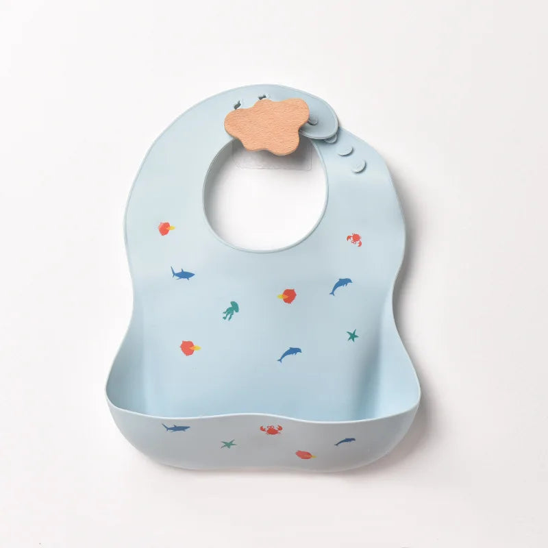 INS Baby Bibs BPA Free Waterproof Soft Silicone Saliva Solid Dripping Banana Bib Cartoon Print Flower Adjustable Lunch Aprons