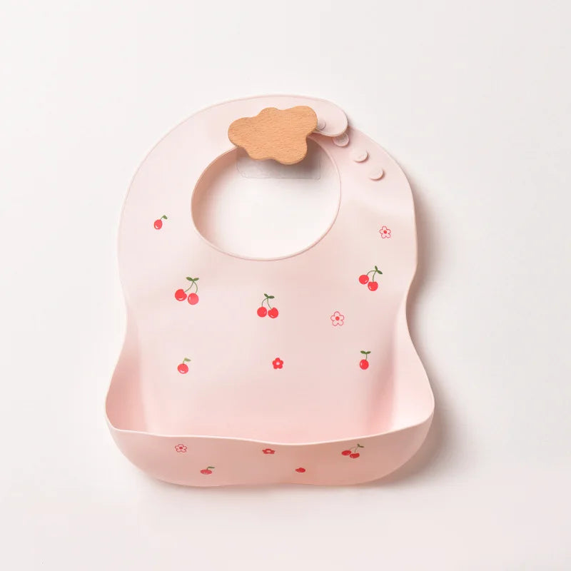 INS Baby Bibs BPA Free Waterproof Soft Silicone Saliva Solid Dripping Banana Bib Cartoon Print Flower Adjustable Lunch Aprons