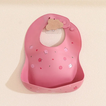 INS Baby Bibs BPA Free Waterproof Soft Silicone Saliva Solid Dripping Banana Bib Cartoon Print Flower Adjustable Lunch Aprons
