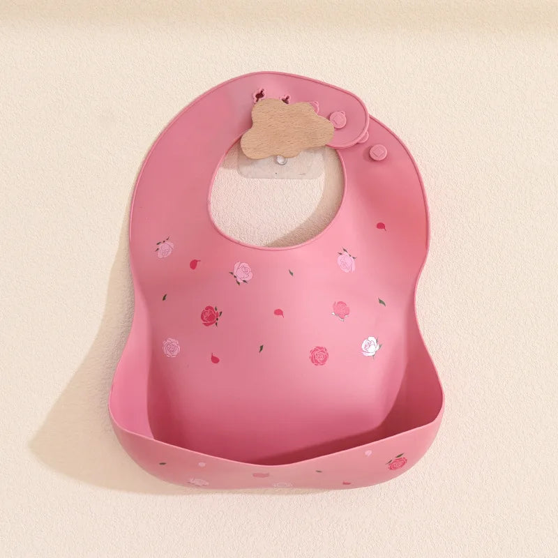 INS Baby Bibs BPA Free Waterproof Soft Silicone Saliva Solid Dripping Banana Bib Cartoon Print Flower Adjustable Lunch Aprons