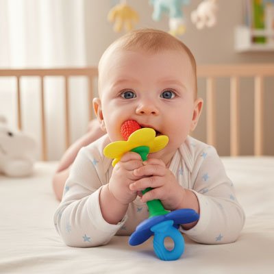 Anneau de dentition en silicone pour bébé