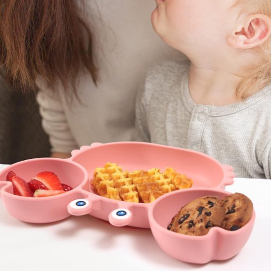 Assiette Bébé Antidérapante en Silicone | Forme Crabe à Compartiments - Kiabebe