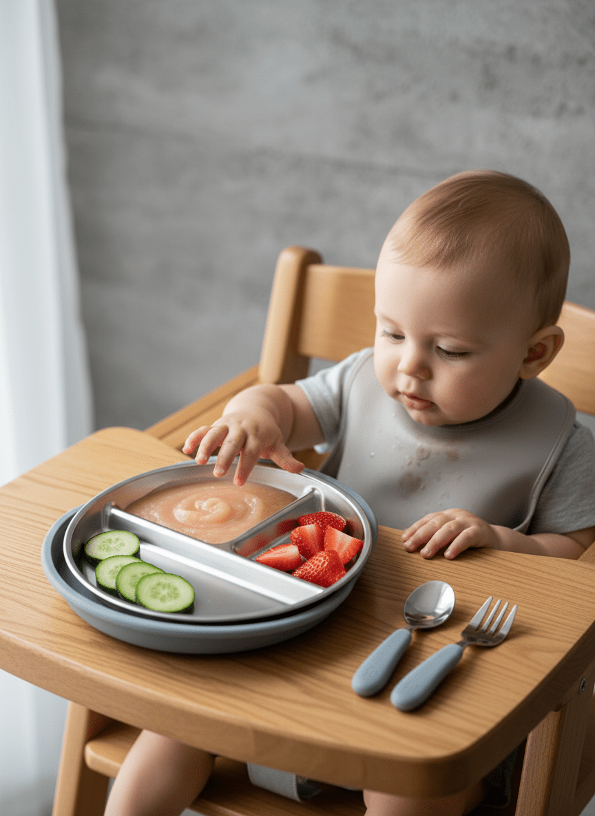 Assiette Compartimentée Bébé en Silicone - Ventouse Antidérapante - Kiabebe