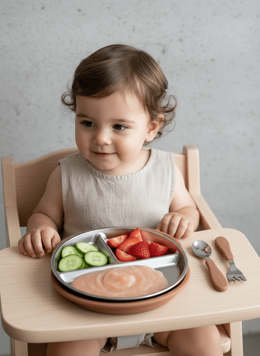Assiette Compartimentée Bébé en Silicone - Ventouse Antidérapante - Kiabebe