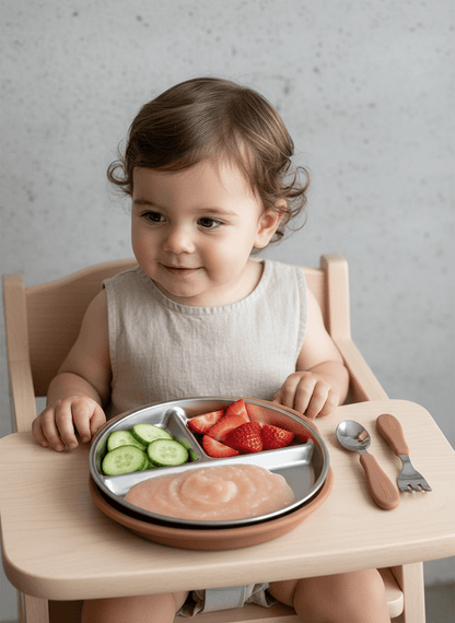 Assiette Compartimentée Bébé en Silicone - Ventouse Antidérapante - Kiabebe