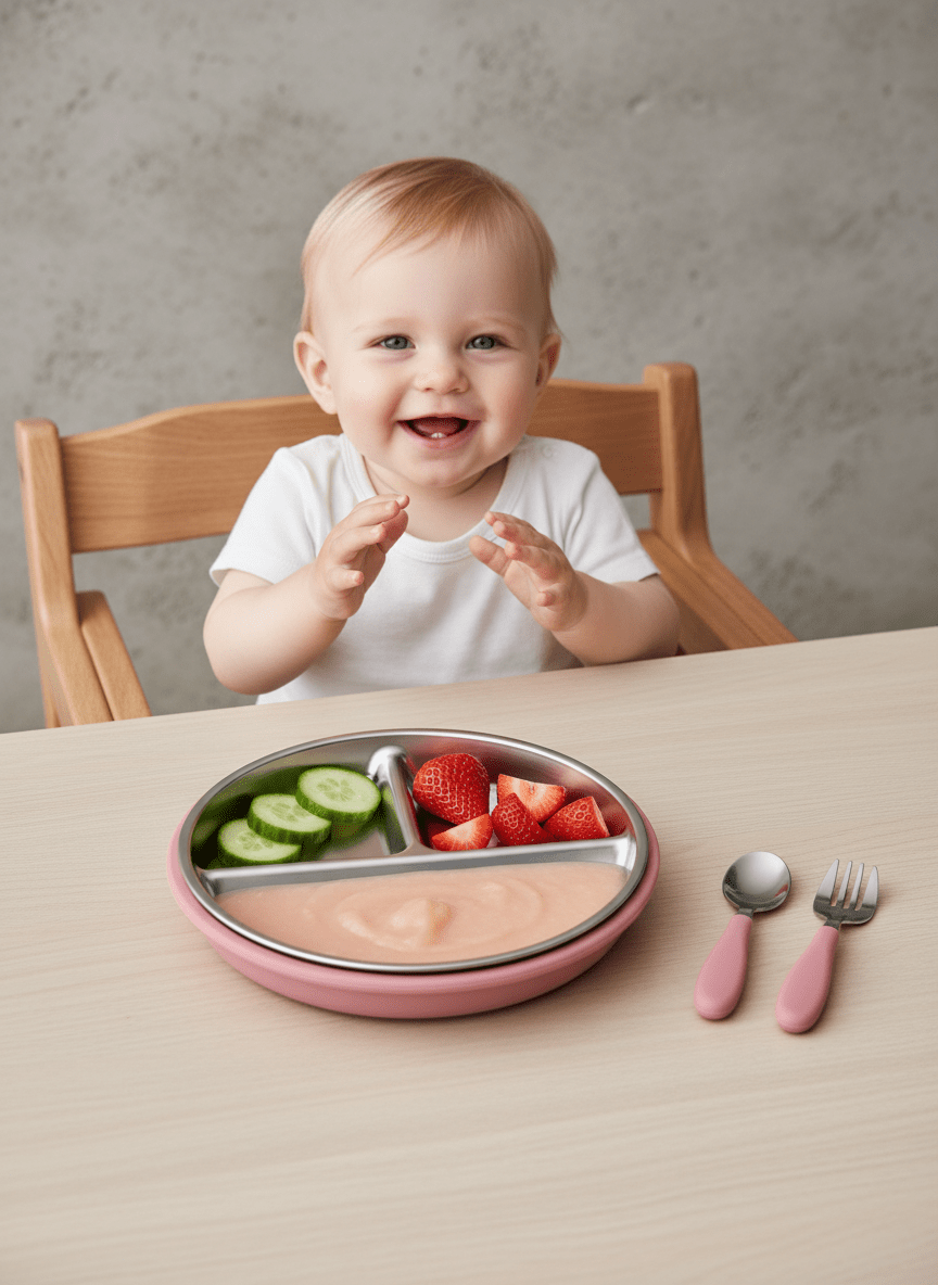 Assiette Compartimentée Bébé en Silicone - Ventouse Antidérapante - Kiabebe