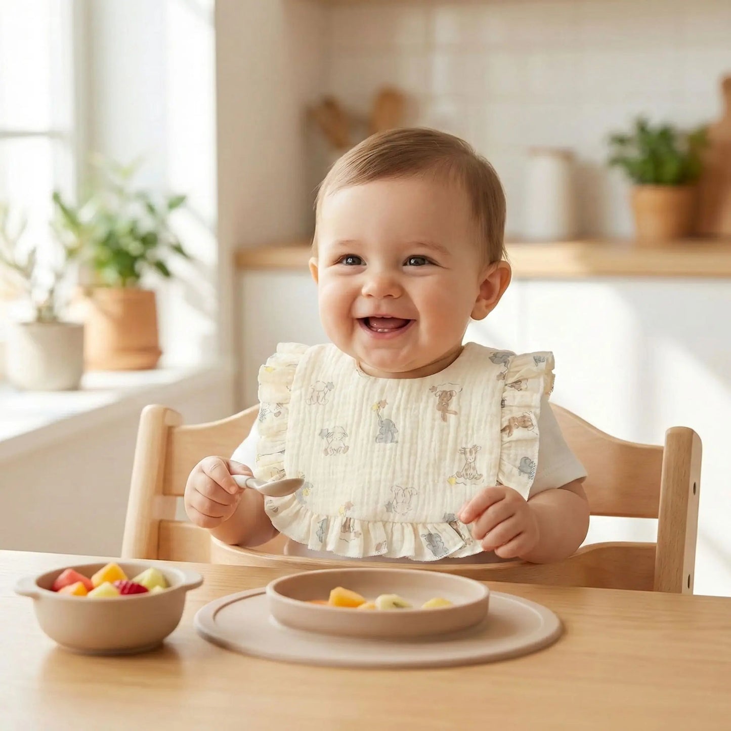 Bavoir | Coton Ultra - Doux Motifs Animaux - Kiabebe