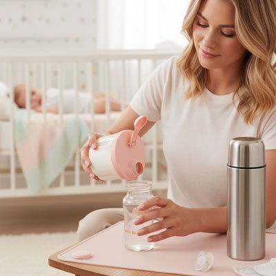 Boite doseuse lait rose pour le poudre en lait