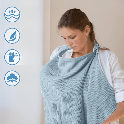 Cape d'allaitement - BreastfeedingCover™ - Bleu Ciel - Kiabebe
