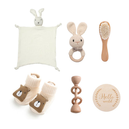 Coffret Hochets Bébé en Bois Naturel - Éveil Sensoriel & Cadeau Naissance | Kiabebe - Kiabebe