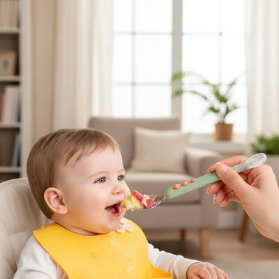 Cuillère pour bébé en silicone