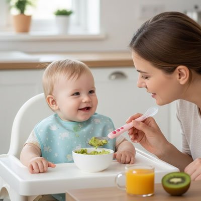 Cuillère pour bébé en silicone