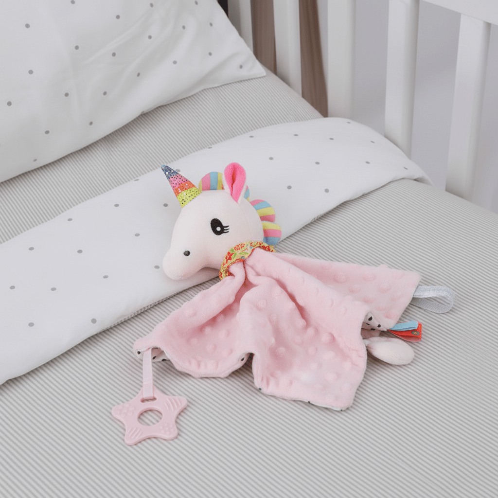 Doudou Licorne Rose avec Anneau de Dentition - Apaisant & Sécurisant | Kiabebe - Kiabebe