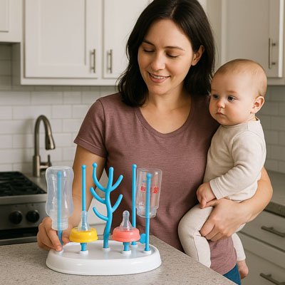 Egouttoir biberon bleu pour vos rangements des biberons