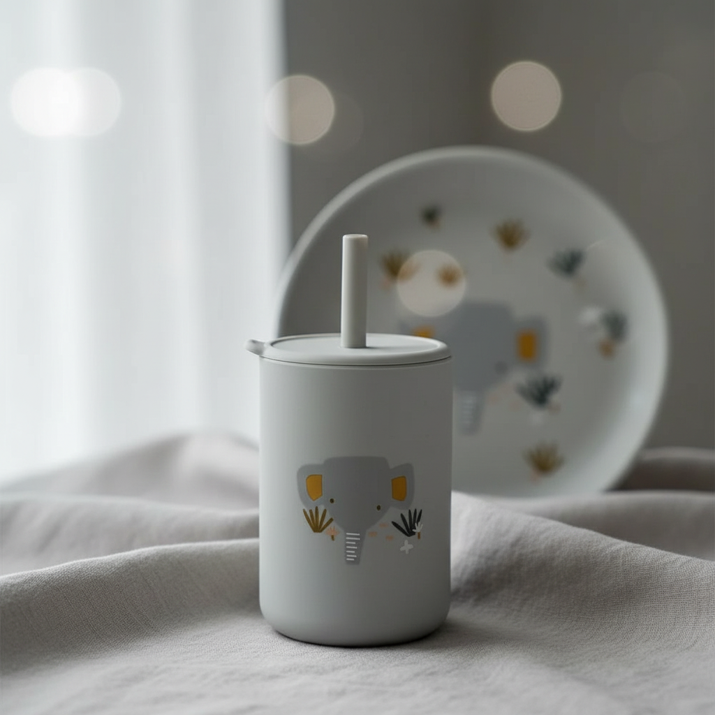 Gobelet pour bébé gris éléphant