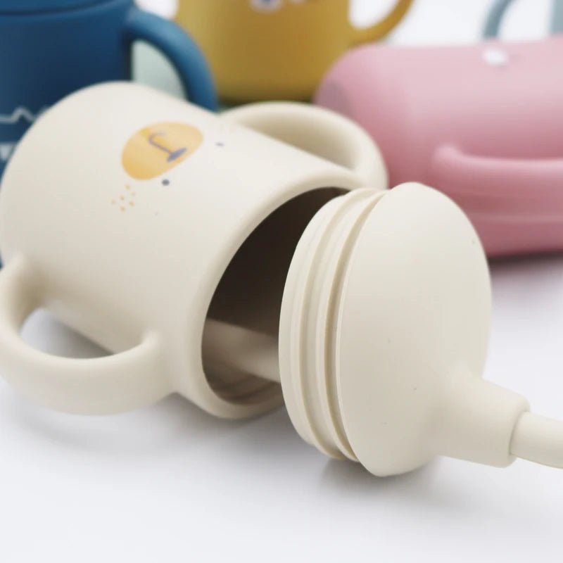 New cartoon 120ML Baby Silicone Sippy Cup BPA - Free Portable Storage Snack Container Feeding Cup Leakproof trainer cup - Kiabebe