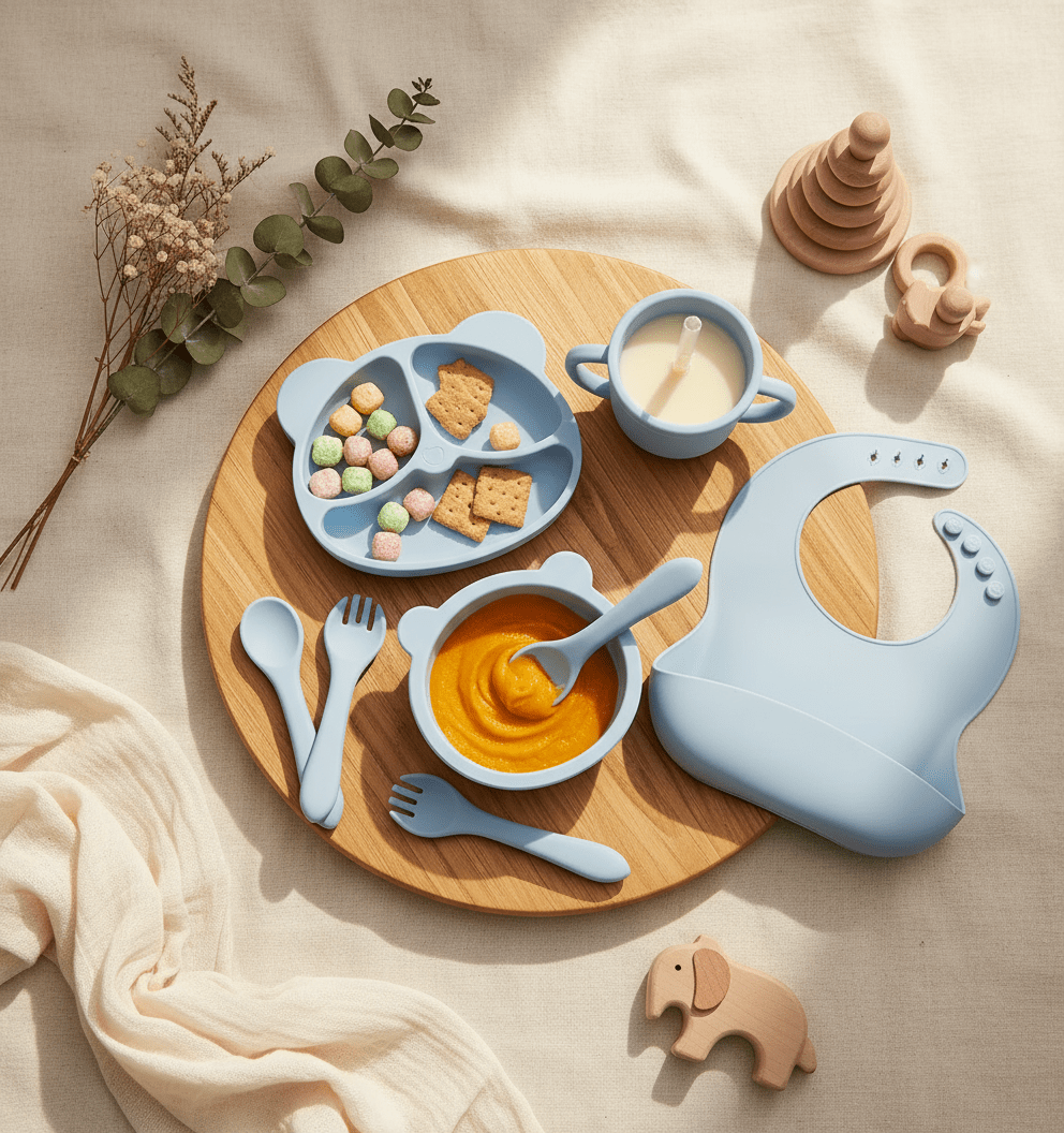 Set Vaisselle Bébé Silicone 10 Pièces - Sans BPA | Kiabebe - Kiabebe