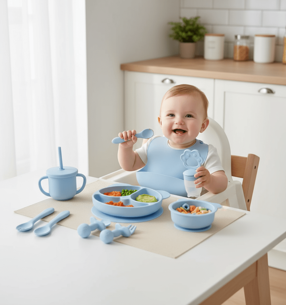 Set Vaisselle Bébé Silicone 10 Pièces - Sans BPA | Kiabebe - Kiabebe