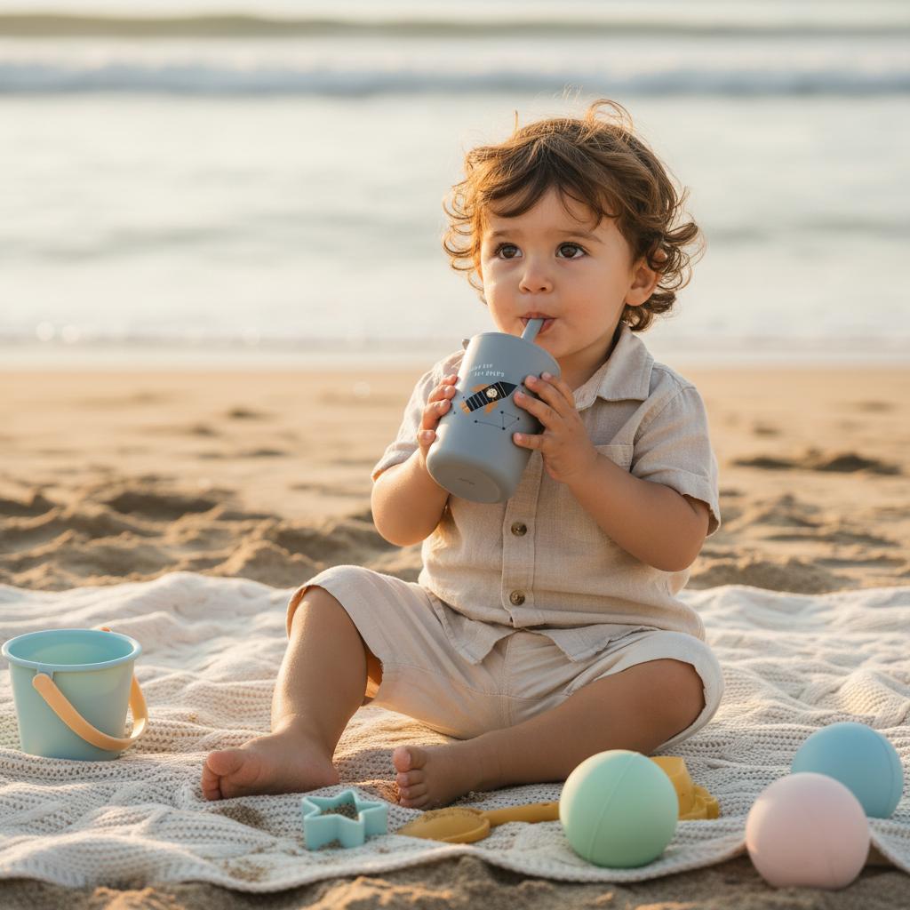 Tasse pour bébé fusée en silicone