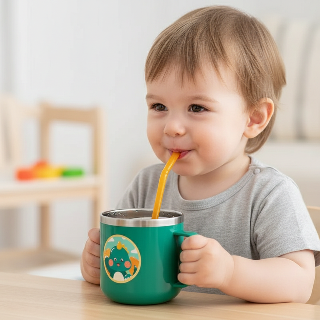 Verre pour bébé orange en acide inoxydable